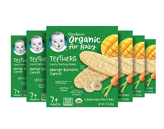 Gerber Snacks for Baby Teethers, Organic Gentle Teething Wafers