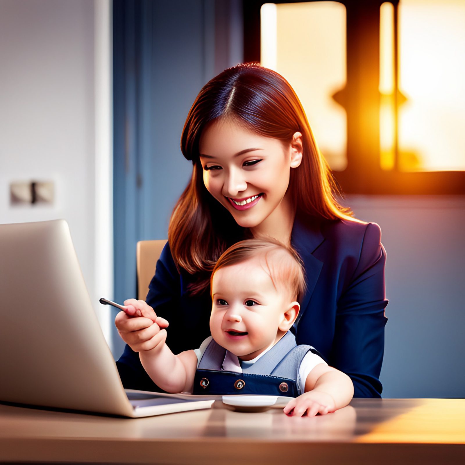 Parent multitasking between work and childcare at home